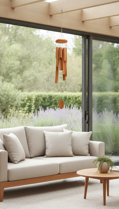 Bamboo Wind Chime 36 Inch — 6 Tube Soft Tone, Outdoor Garden & Patio