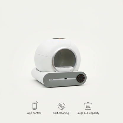 Self-Cleaning Automatic Cat Litter Box, 65L Smart Dome, App Control