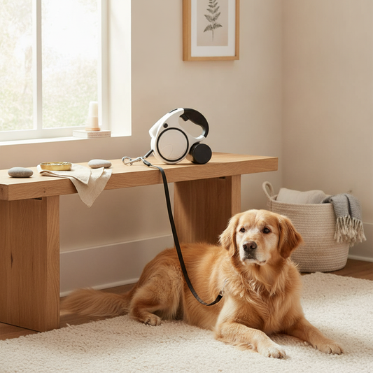 Retractable Dog Leash with LED Light & Poop-Bag Dispenser — 16 ft