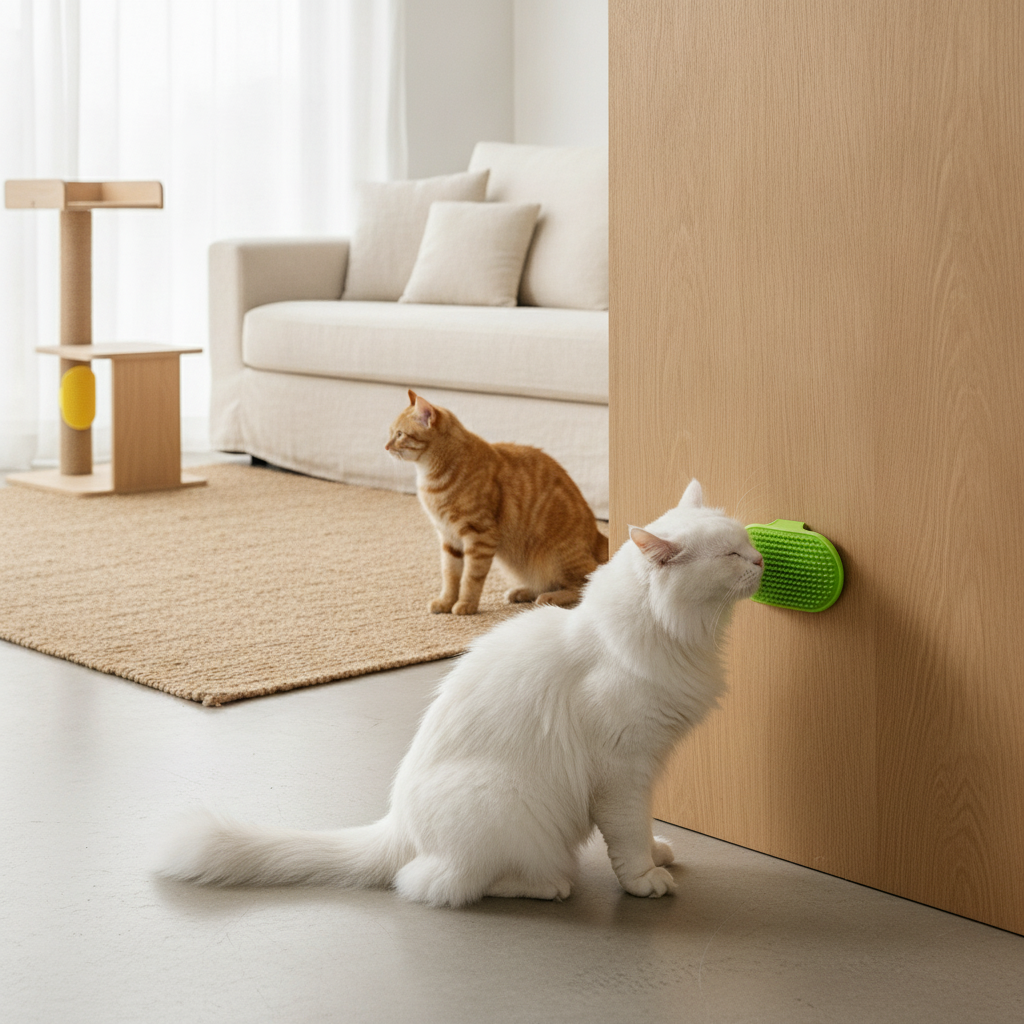 Cat Self-Groomer Brush — Wraps Around Posts & Corners