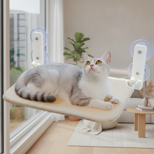 Cordless Foldable Cat Window Perch, Suction Cup Hammock