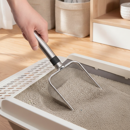 Stainless Steel Cat Litter Scoop — Deep Mesh Sifter with Hang Ring