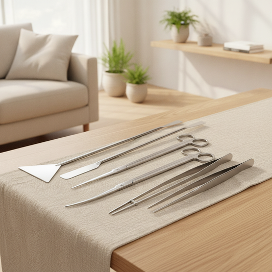 Stainless Steel Aquascaping Tool Kit With Curved Scissors