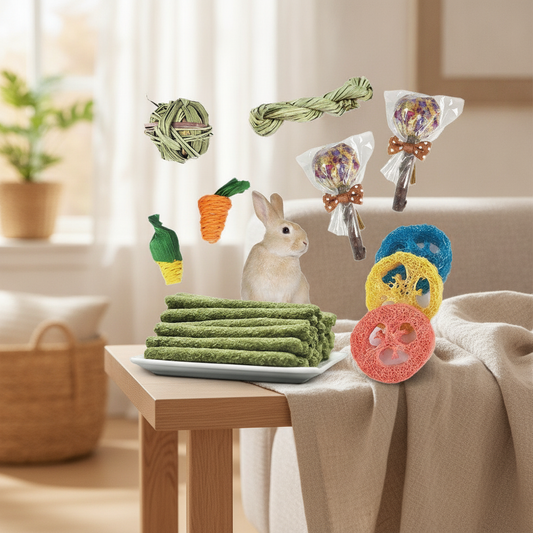 Natural Chew & Forage Toy Set for Rabbits and Small Pets