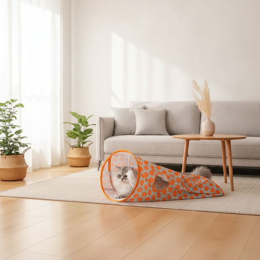 Collapsible Crinkle Cat Tunnel with Peek Holes & Toy
