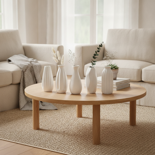 White Ceramic Bud Vase Set - Nordic Minimalist Flower Vases