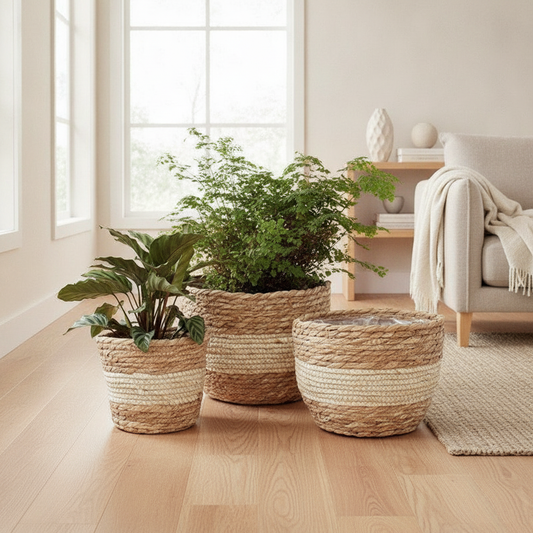 Seagrass Planter Basket — Woven Plant Pot Cover & Storage Basket for Indoor Plants