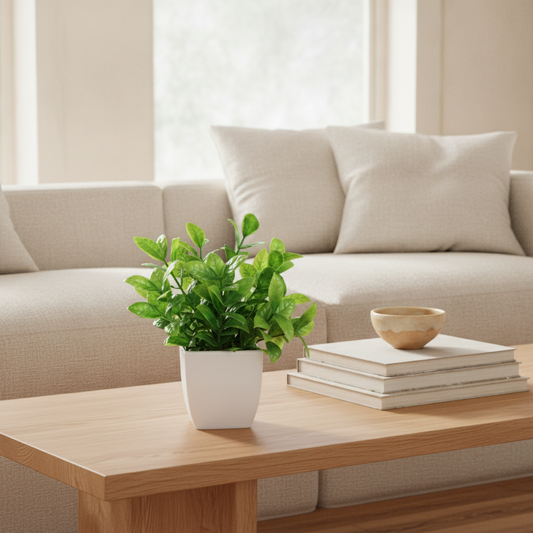 Artificial Potted Greenery - Faux Leafy Plant for Home & Desk Decor
