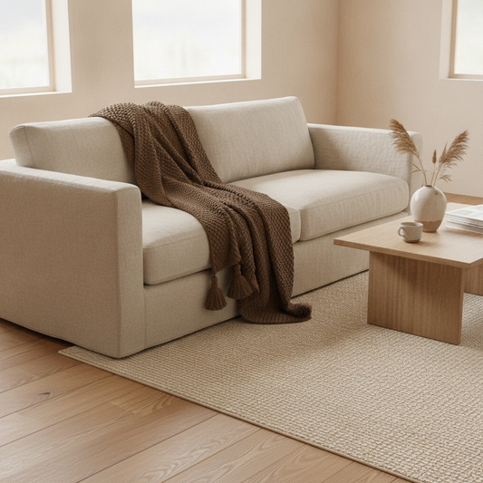 Knit Throw Blanket with Tassels — Soft Nordic Sofa & Bed Throw