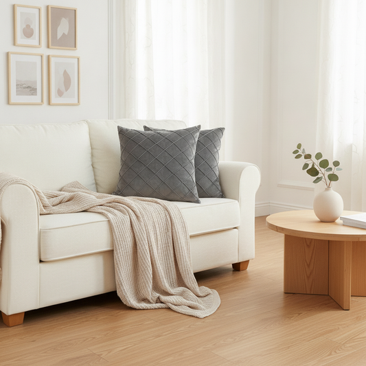 Velvet Pintuck Throw Pillow Covers — Soft Gray Cushion Covers