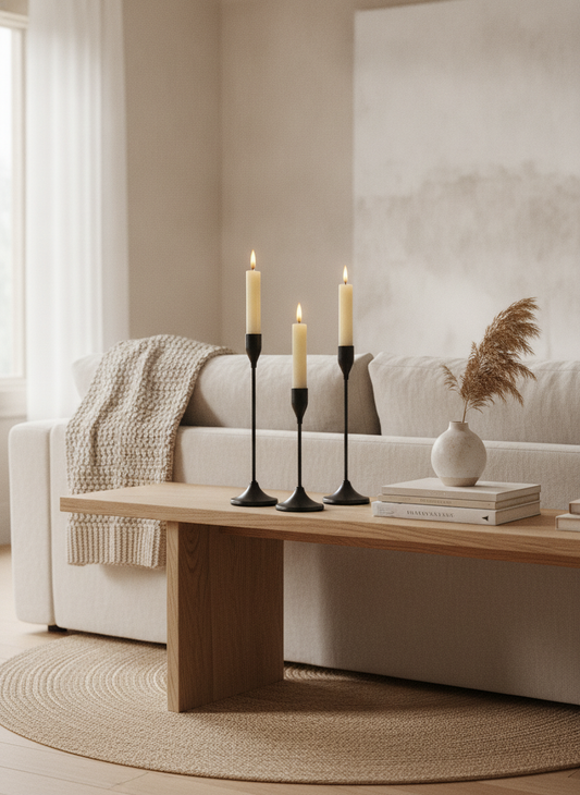 Metal Taper Candle Holders, Set of 3 Modern Candlestick Stands