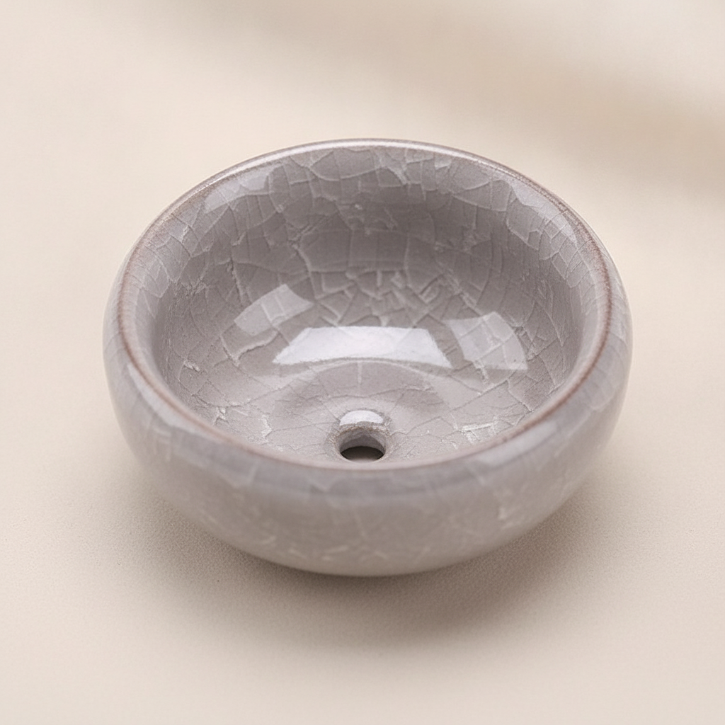 Ceramic Succulent Planter — Mini Ice-Crack Glaze Plant Pot with Drainage Hole for Indoor Garden