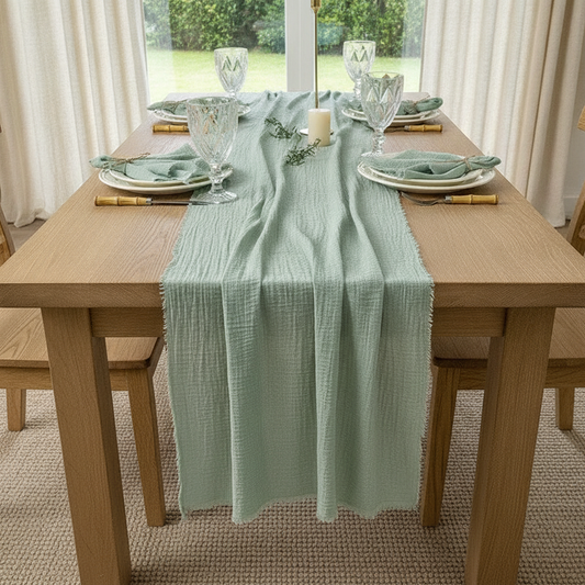 Gauze Cotton Table Runner, Frayed-Edge Wedding Cheesecloth