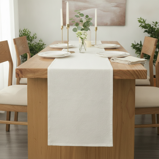 Solid Cotton Table Runner, Simple Elegant Ivory Dining Décor