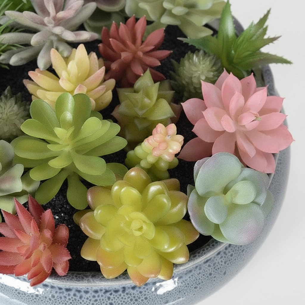 Faux Succulent Plants — 12-Piece Realistic Green Artificial Garden Picks for Home Decor
