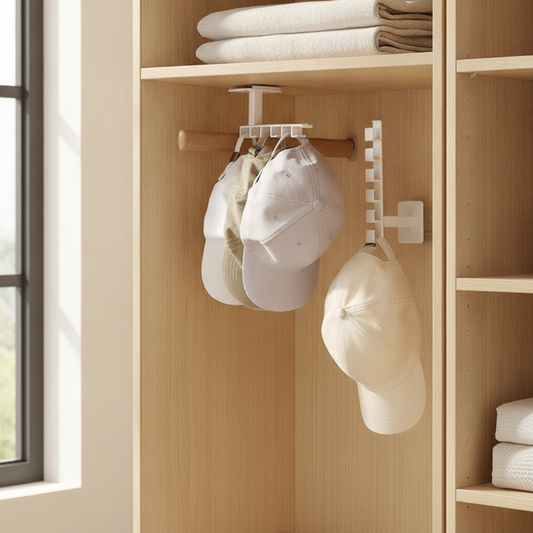 Hat Rack Organizer 6-Hook Baseball Cap Holder Wall & Door Mount