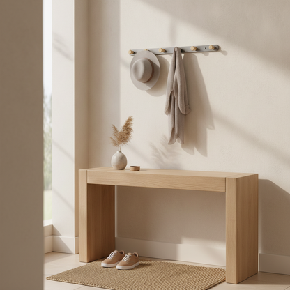No-Drill Wooden Peg Coat Rack, Wall & Over-Door Entryway Hook Rail