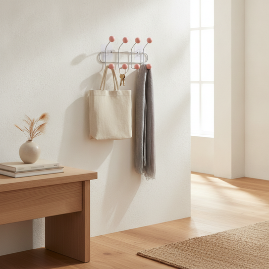 Retro Ball Wall Hook Rack, Multi-Hook Coat, Key & Bag Organizer