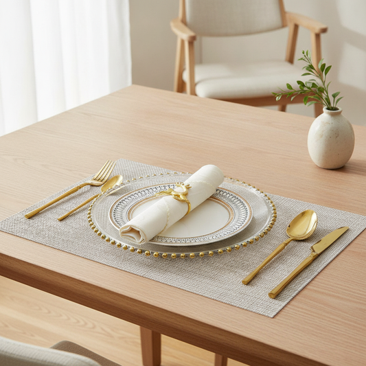 Woven Textured Placemats — Waterproof Wipe-Clean Table Mats