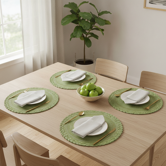 Round Braided Placemats Set of 4 — Heat-Insulating Table Mats
