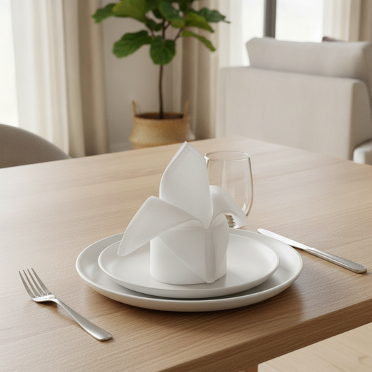 Set of 12 White Dinner Napkins — Restaurant-Grade 45x45cm Linens