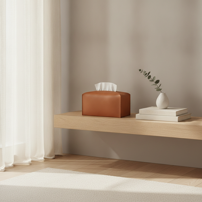 PU Leather Tissue Box Cover - Foldable Rectangular Holder