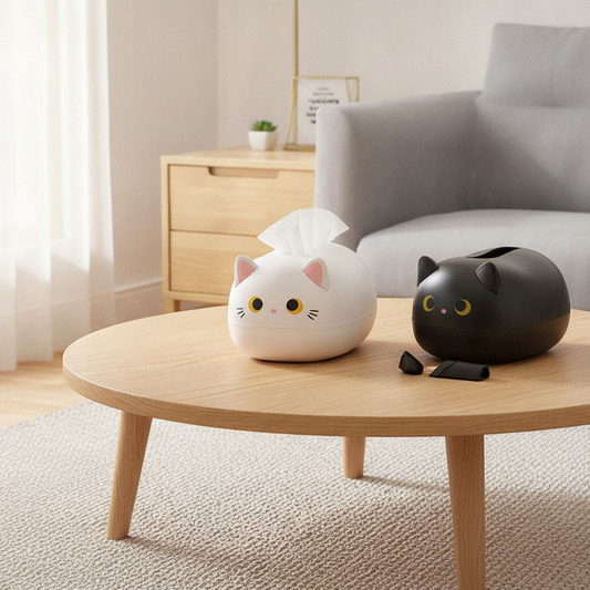 Cute Cat Tissue Box - Kawaii Kitten Napkin Holder Ornament
