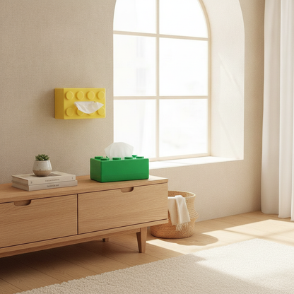 Building Block Tissue Box, Wall-Mount Retro Napkin Holder