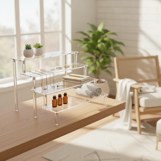 Clear Acrylic Tiered Display Stand, Riser Shelf Organizer