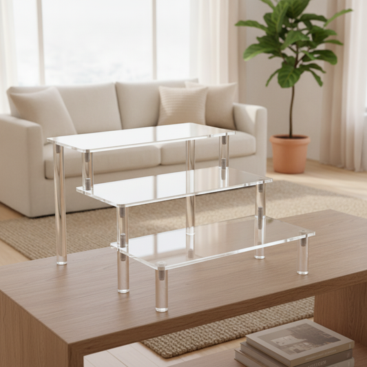 Clear Acrylic Tiered Riser Stand, Collectible Display Shelf