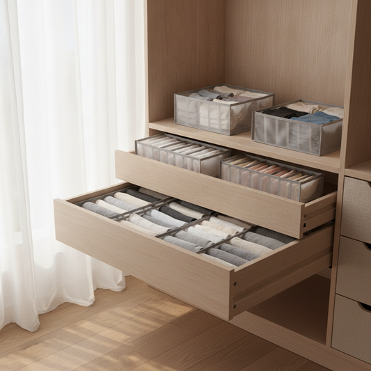 Foldable Drawer Organizer Bins, Mesh Closet Storage Dividers