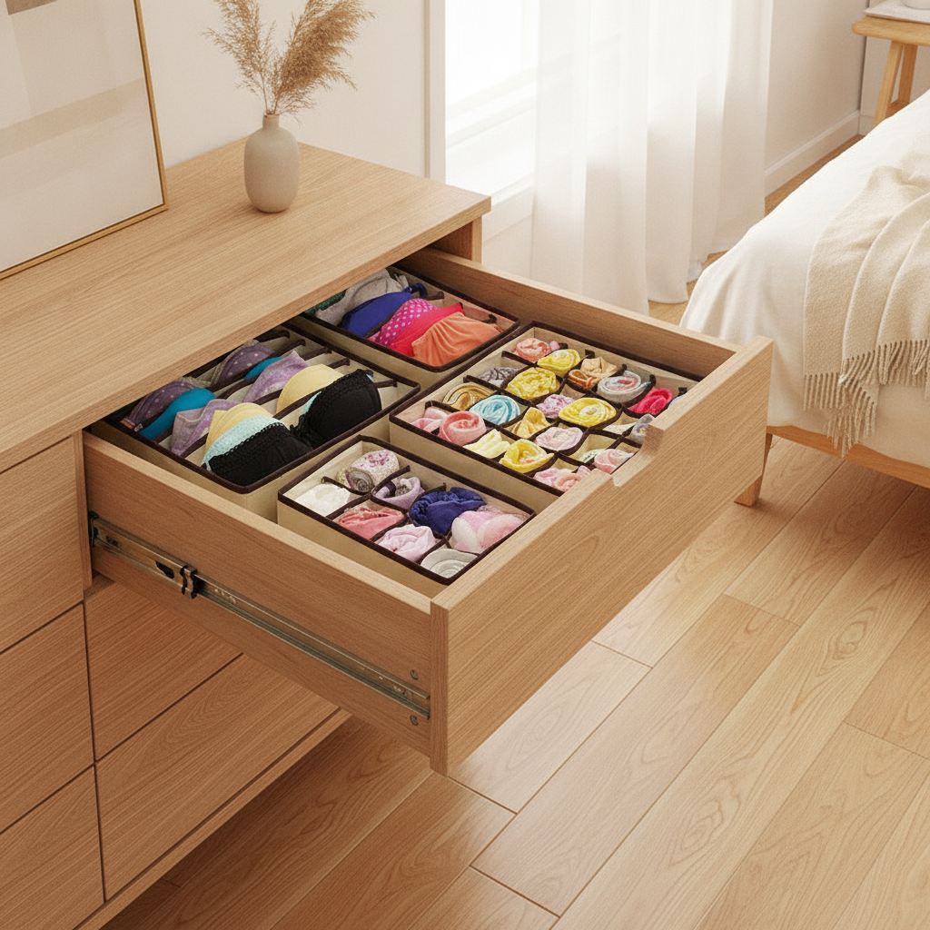 Foldable Drawer Organizer Set for Underwear, Socks & Bras