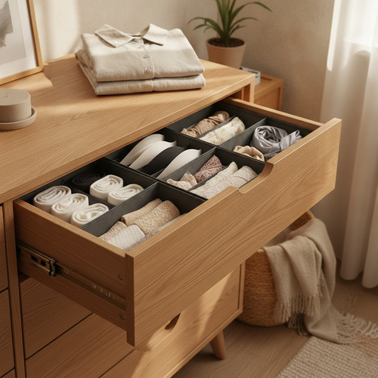Compartment Drawer Organizer for Underwear, Socks & Scarves