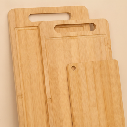 Double-Sided Bamboo Cutting Board Set — Natural Moso Wood Chopping & Serving Boards for Kitchen
