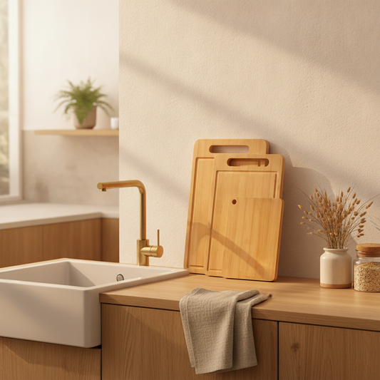 Double-Sided Bamboo Cutting Board Set — Natural Moso Wood Chopping & Serving Boards for Kitchen