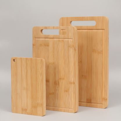 Bamboo Cutting Board Set — 3-Piece Wood Kitchen Chopping & Serving Boards