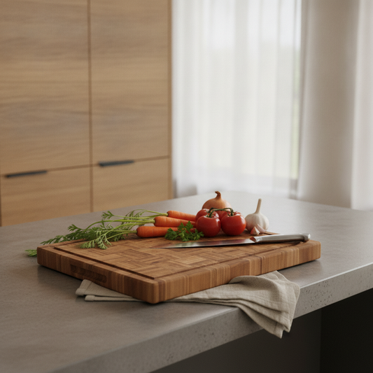 Premium Basketweave Bamboo Cutting Board — Large End-Grain Chopping Block