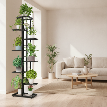 Tall Multi-Tier Metal Plant Stand — Indoor Flower Pot Display Shelf