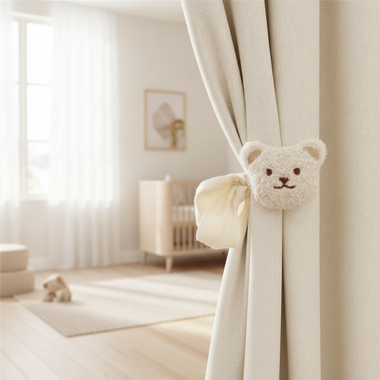 Cute Teddy Bear Curtain Tieback — Embroidered Nursery Holdback