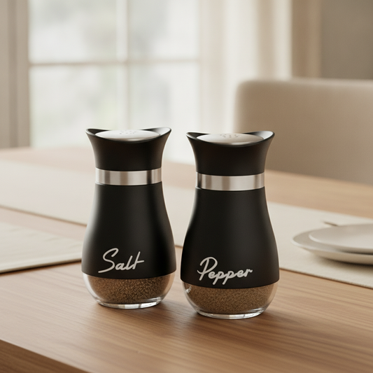Salt & Pepper Shaker Set, Glass & Stainless Steel, 2 Pc