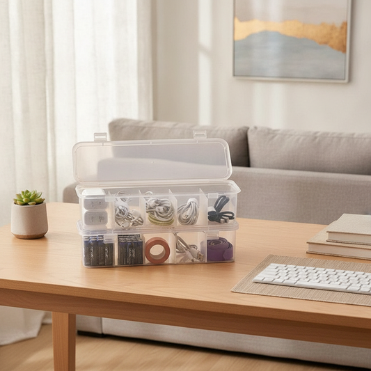 Clear Cable Organizer Case, Dustproof Compartment Storage Box