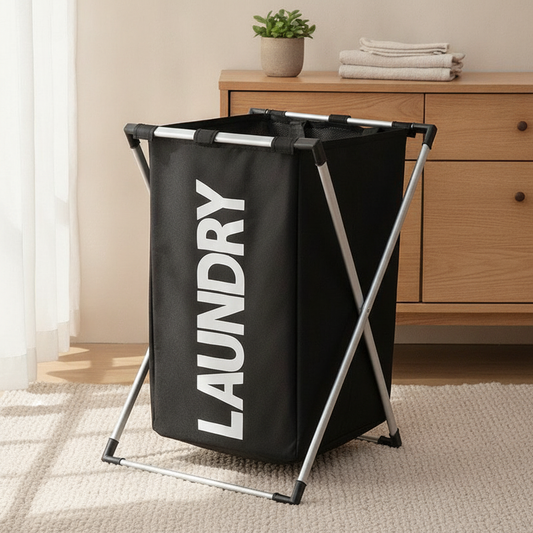 Foldable X-Frame Laundry Hamper, Large Waterproof Oxford Basket