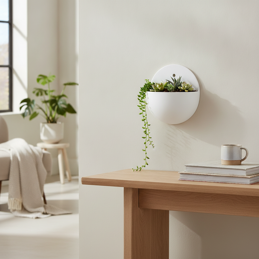 Wall-Mounted Hanging Planter — Half-Round Succulent & Flower Pot for Indoor Wall Decor