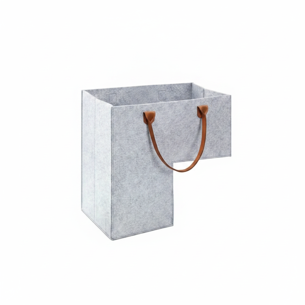 L-Shaped Felt Stair Basket, Space-Saving Storage Bag with Handles