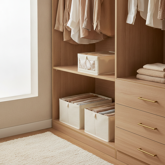 Drawer Storage Organizer with Window, Foldable Closet Bin