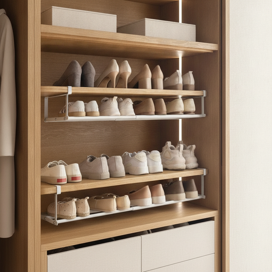 Under-Shelf Hanging Shoe Rack, Space-Saving Closet Organizer