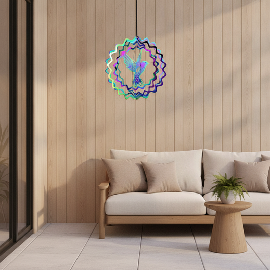 3D Stainless Steel Wind Spinner — Rainbow Hanging Garden & Yard Decor for Outdoor Patio