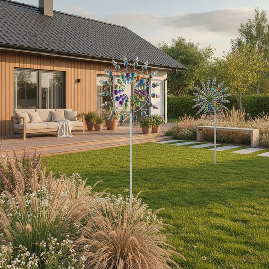 Metal Wind Spinner Kinetic Garden Windmill Yard Lawn Decor Stake