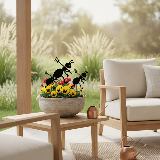 Metal Garden Ant Stakes Set — Whimsical Iron Silhouette Yard Decor for Lawn & Outdoor