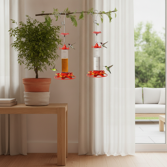 Hanging Hummingbird Feeder — Outdoor Garden Nectar Drinker with Ant Guard for Yard & Patio